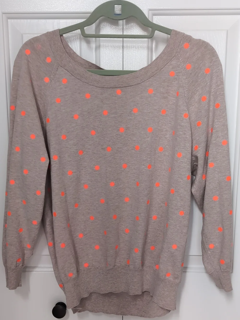 J. Crew Lightweight Taupe Polka Dot Sweater